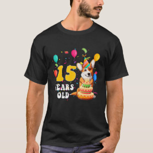 Camiseta Cachorro Pug Fofo de 15 Anos Festa de Aniversário