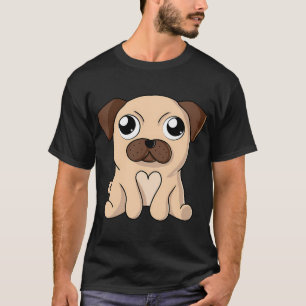 Camiseta Cachorro Pug Fofo Kawaii - Arte Digital