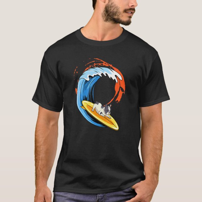 Camiseta Cachorro Pug Fofo Surfando Animal Surf (Frente)