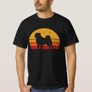 Camiseta Cachorro Pug Fun Retro Vintage Pôr do Sol