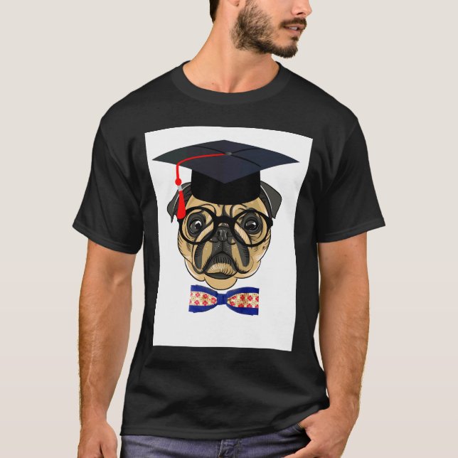 Camiseta Cachorro Pug Graduado Grande (Frente)