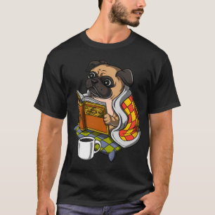 Camiseta Cachorro Pug Lendo Um Livro