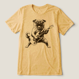 Camiseta Cachorro Pug Louco por Rock Despedacando Guitarra