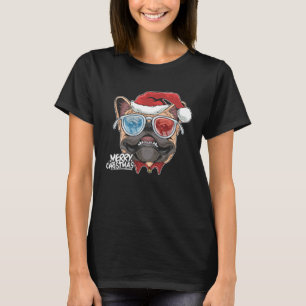 Camiseta Cachorro Pug Natal cachorrinho Papai Noel rosto fo