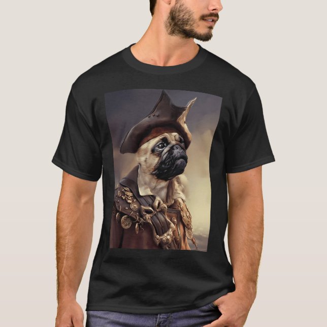 Camiseta Cachorro Pug Pirata Halloween (Frente)