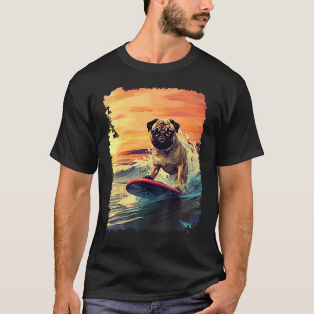 Camiseta Cachorro Pug Prancha de Remo (Frente)