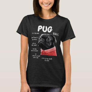 Camiseta Cachorro Pug Preto Engraçado Kawaii Fofinho Domina