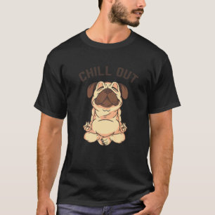 Camiseta Cachorro Pug Relaxamento Meditação Assento de Lótu