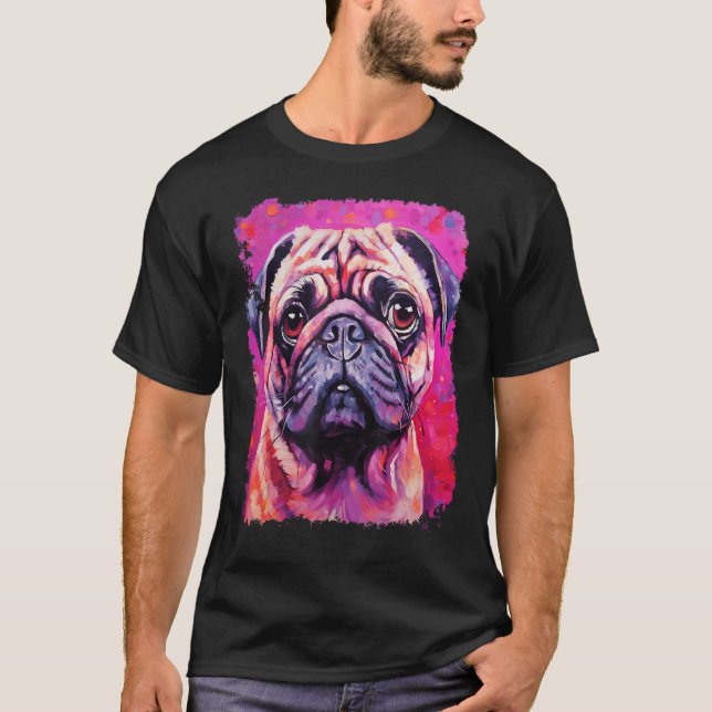 Camiseta Cachorro Pug Rosa (Frente)