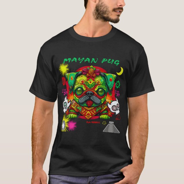 Camiseta Cachorro Pug Skull Candy 6 (Frente)
