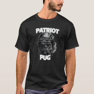 Camiseta Cachorro Pug Soldado Patriota Fofo