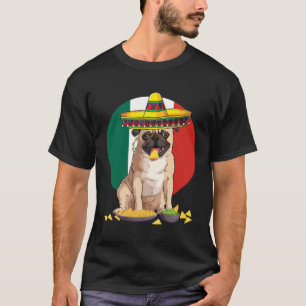 Camiseta Cachorro Pug Sombrero & Bandeira Do México Cinco D