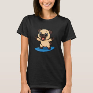 Camiseta Cachorro Pug Surfista Praia Verão Fofo