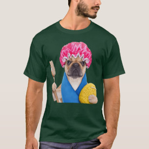 Camiseta Cachorro pug tomando banho