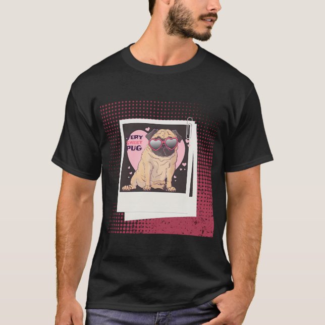 Camiseta Cachorro pug usando óculos (Frente)
