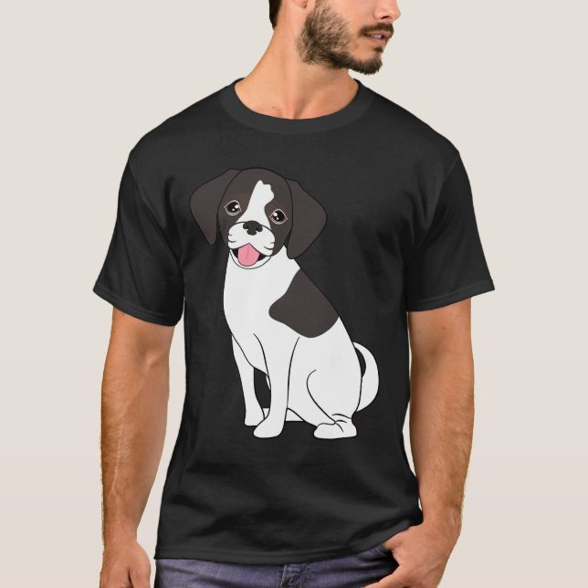 Camiseta Cachorro Puggle Preto E Branco Fofo (Frente)