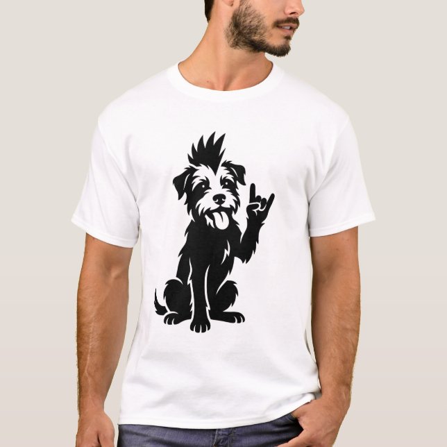 Camiseta cachorro punk preto e branco (Frente)