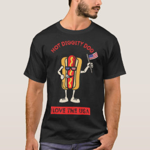 Camiseta Cachorro Quatro de Julho Patriótico Churrasco Piqu