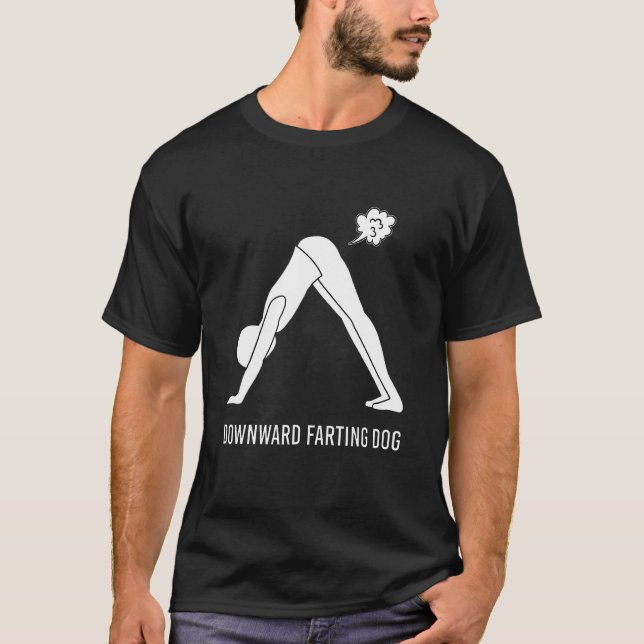 Camiseta Cachorro Que Desculpas Yoga Fart Downdog (Frente)