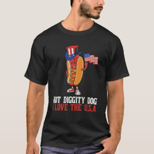 Camiseta Cachorro Quente Adoro Os Eua Feliz 4 De Julho