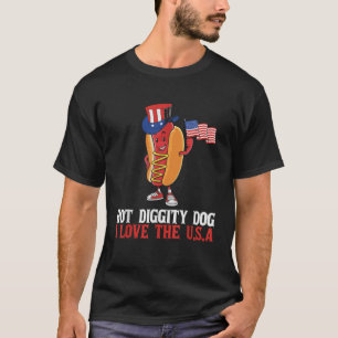 Camiseta Cachorro Quente Adoro Os EUA Felizes 4 De Julho H