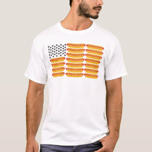 Camiseta Cachorro Quente Bandeira EUA Patriótico Divertido 