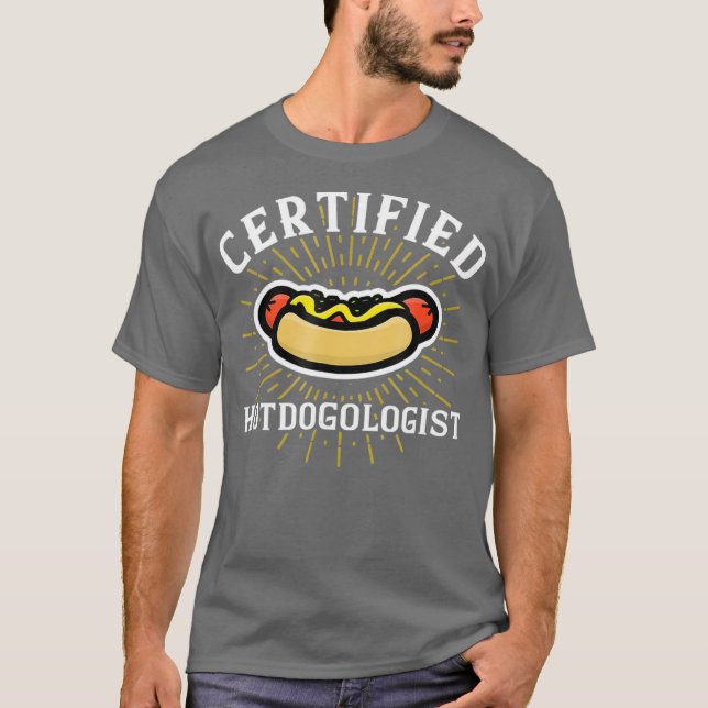 Camiseta Cachorro Quente Certified Hotdogologista Engraçado (Frente)