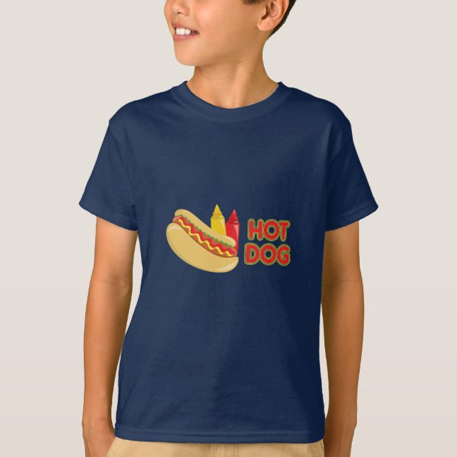 Camiseta Cachorro Quente com Condição de Mostarda de Ketchu (Frente)