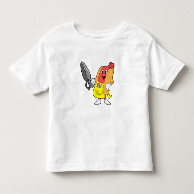 Camiseta Cachorro quente como cabeceira com tesoura (Frente)
