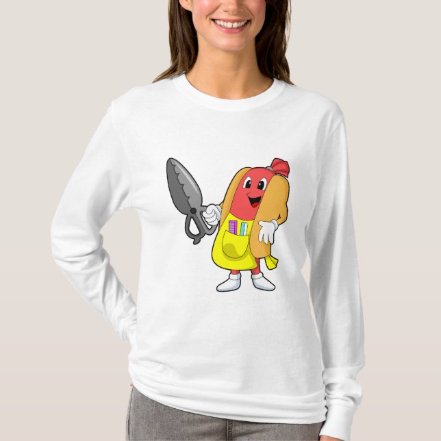 Camiseta Cachorro quente como cabeceira com tesoura (Frente)