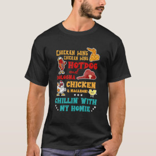 Camiseta Cachorro-Quente de Asa de Frango e Bolonha Frango
