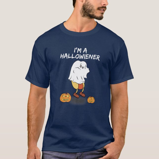 Camiseta Cachorro Quente De Halloween, Vestido De Wiener No (Frente)