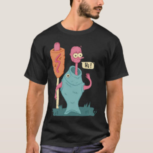 Camiseta Cachorro-quente de milho e homem estranho vestido 