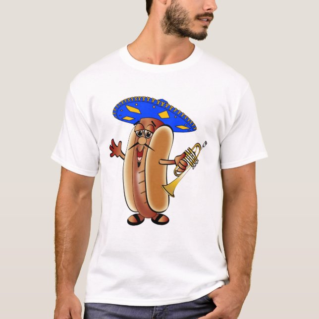 Camiseta Cachorro quente do Mariachi em um Sombrero (Frente)