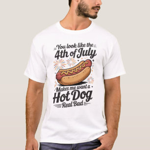 Camiseta Cachorro Quente Engraçado de 4 de Julho
