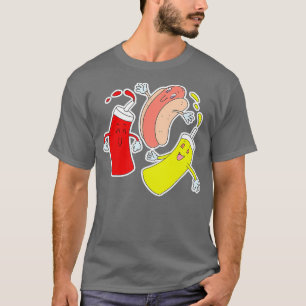 Camiseta Cachorro Quente Engraçado e amigos Design I Ketchu