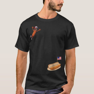 Camiseta Cachorro Quente Engraçado Patriótico Pulando Para