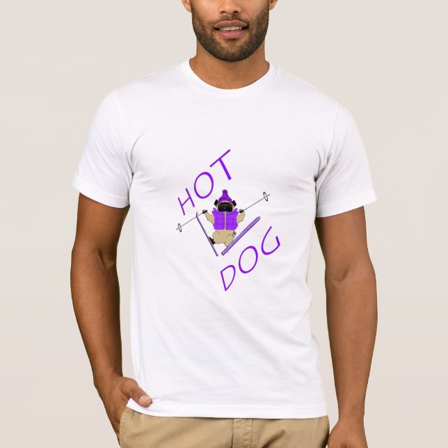 Camiseta Cachorro quente Engraçado Pele Jaqueta roxa e Pele (Frente)