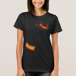 Camiseta Cachorro Quente Engraçado Pulando na Tosta Salsich