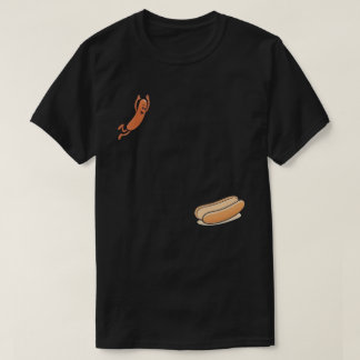Camiseta Cachorro-Quente Engraçado Pulando para Dentro do P