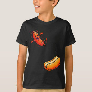 Camiseta Cachorro quente engraçado saltando para dentro do