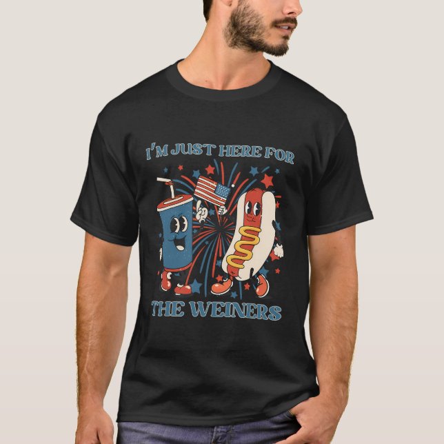 Camiseta Cachorro Quente Estou Aqui Apenas Para O Wiener Em (Frente)