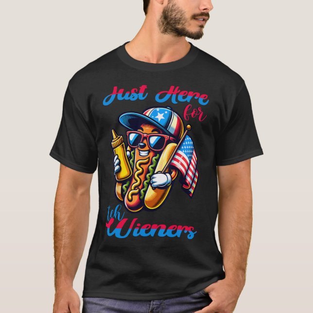 Camiseta Cachorro Quente Estou aqui apenas para os Wieners  (Frente)