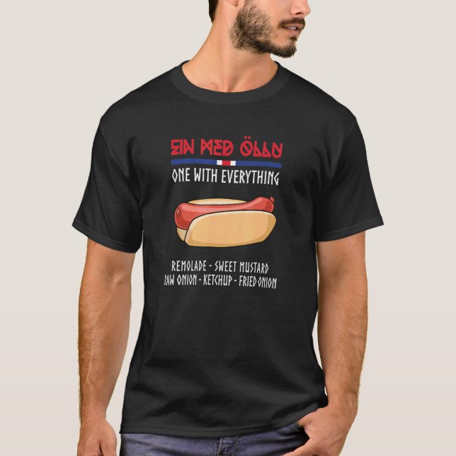 Camiseta Cachorro Quente Islandês Pylsa Ein Med Ollu (Frente)