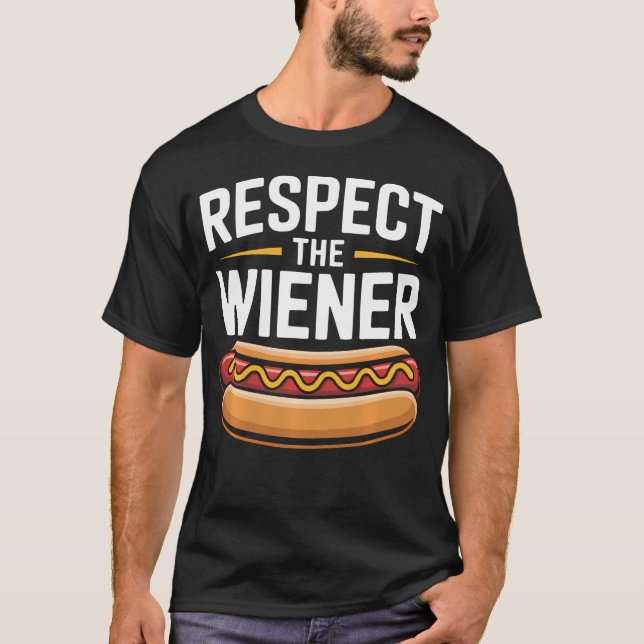 Camiseta Cachorro Quente Molho de Tomate Salsicha Comer Ráp (Frente)