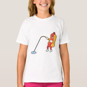 Camiseta Cachorro-quente na pesca com vara de pesca