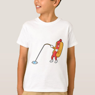 Camiseta Cachorro-quente na pesca com vara de pesca