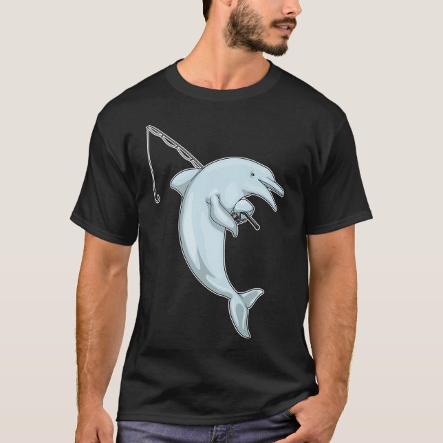 Camiseta Cachorro-quente na Pesca com vara de pescar (Frente)