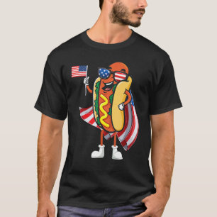 Camiseta Cachorro Quente Óculos Solares Bandeira Americana 