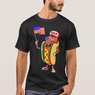 Camiseta Cachorro Quente Patriótico Bandeira Americana EUA